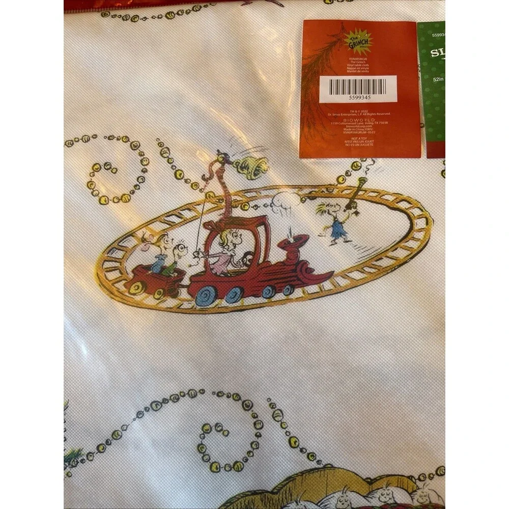 The Grinch Christmas Vinyl Tablecloth Nice & Thick 70” x 52” NEW! - Picture 3 of 10